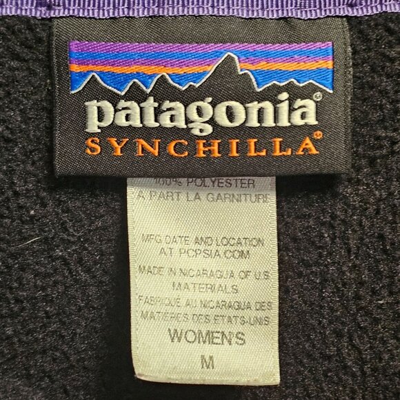 Patagonia Black Synchilla T-Snap Fleece Pullover Pink Trim Women's Medium - Picture 5 of 8